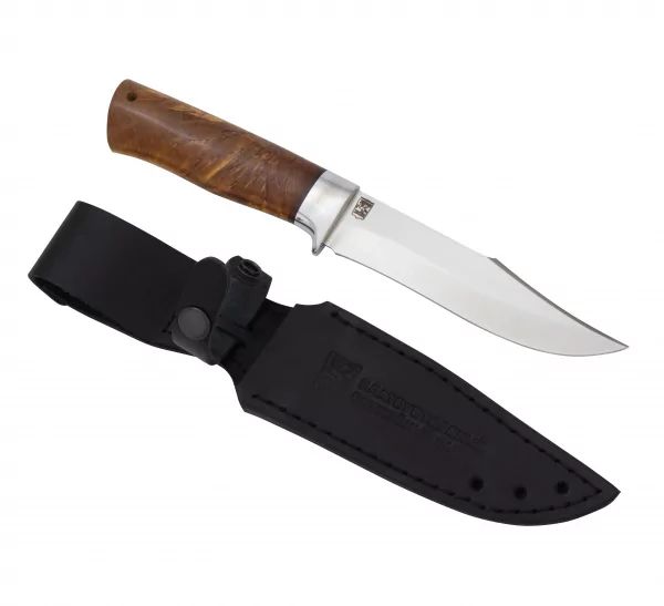 Нож Койот (S390, карельская берёза стаб. Желтая, орехгарда ал.) (2)